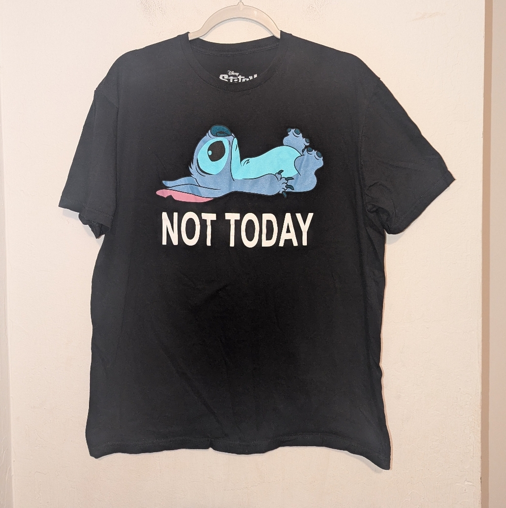 Disney Stitch Black Short Sleeve Shirt Not Today Size Large